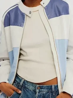 Asal Vision Leather Jackets | Ryder Sport Vegan Renee Rapp Jacket Blue And White