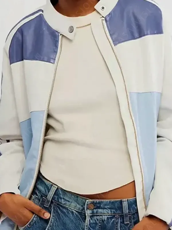 Asal Vision Leather Jackets | Ryder Sport Vegan Renee Rapp Jacket Blue And White