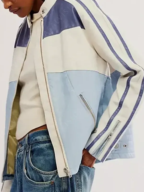 Asal Vision Leather Jackets | Ryder Sport Vegan Renee Rapp Jacket Blue And White