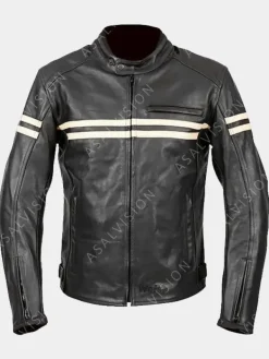Asal Vision Black Jackets | Cafe Racer Jackets | Ryker Motorcycle Retro Leather Fashion Jacket Mens Black