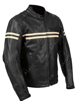 Asal Vision Black Jackets | Cafe Racer Jackets | Ryker Motorcycle Retro Leather Fashion Jacket Mens Black