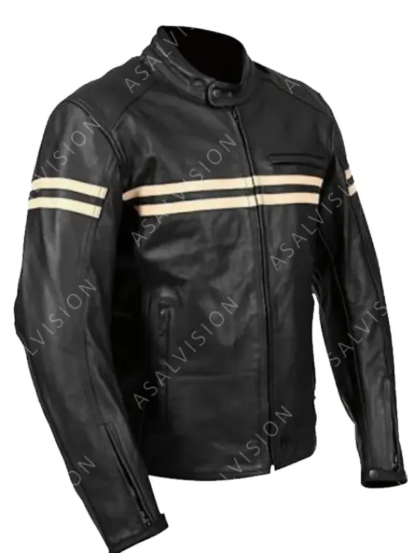 Asal Vision Black Jackets | Cafe Racer Jackets | Ryker Motorcycle Retro Leather Fashion Jacket Mens Black