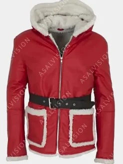 Asal Vision Leather Jackets | Leather Jackets | Santa Claus Hooded Leather Jacket Red