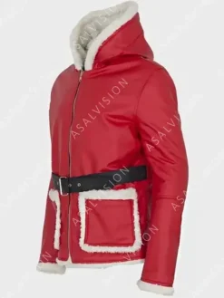 Asal Vision Leather Jackets | Leather Jackets | Santa Claus Hooded Leather Jacket Red
