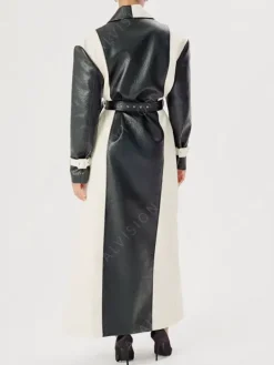 Asal Vision Women Coats | Selena Gomez Leather Coat Black And White
