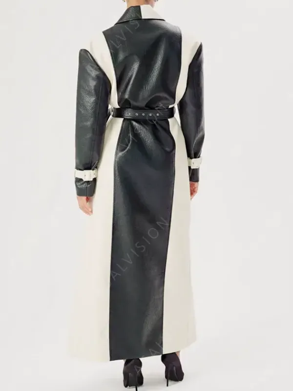 Asal Vision Women Coats | Selena Gomez Leather Coat Black And White