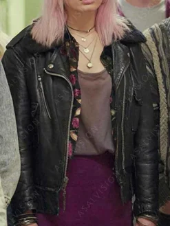 Asal Vision Leather Jackets | Sex Education Emma Mackey Leather Jacket Black