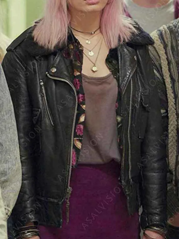 Asal Vision Leather Jackets | Sex Education Emma Mackey Leather Jacket Black