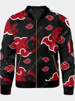 Asal Vision Cotton Jackets | Sharingan Naruto Akatsuki Bomber Cotton Jacket Black With Printed Design