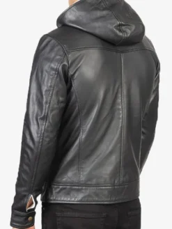 Asal Vision Black Jackets | Hooded Jackets | Smooth Hooded Leather Jacket For Men’s Black