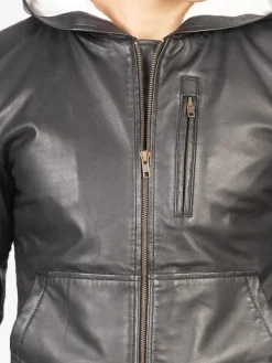 Asal Vision Black Jackets | Hooded Jackets | Smooth Hooded Leather Jacket For Men’s Black