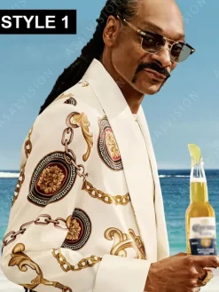 Asal Vision Men Coats | Snoop Dogg Corona Jacket White Printed