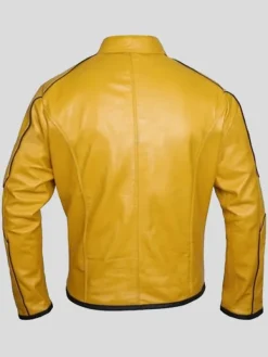 Asal Vision Biker Jackets | Spades Logo Cafe Racer Leather Jacket Yellow