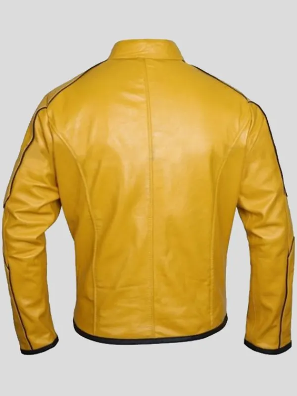 Asal Vision Biker Jackets | Spades Logo Cafe Racer Leather Jacket Yellow
