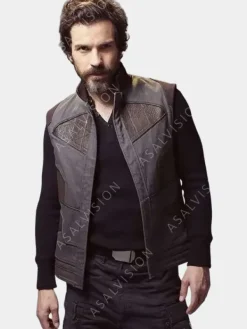 Asal Vision Vests | Star Trek Picard Santiago Cabrera Leather Vest Grey