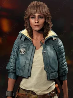 Asal Vision Leather Jackets | Star Wars Outlaws Kay Vess Jacket Waxed Blue