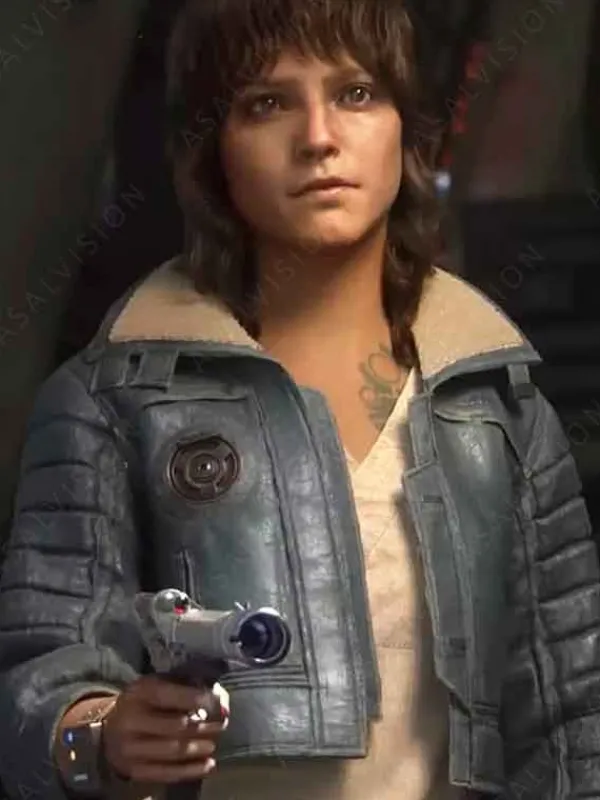 Asal Vision Leather Jackets | Star Wars Outlaws Kay Vess Jacket Waxed Blue