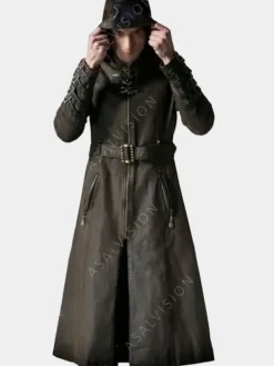 Asal Vision Men Coats | Steampunk and Post-Apocalyptic Wasteland Hooded Coat Brown