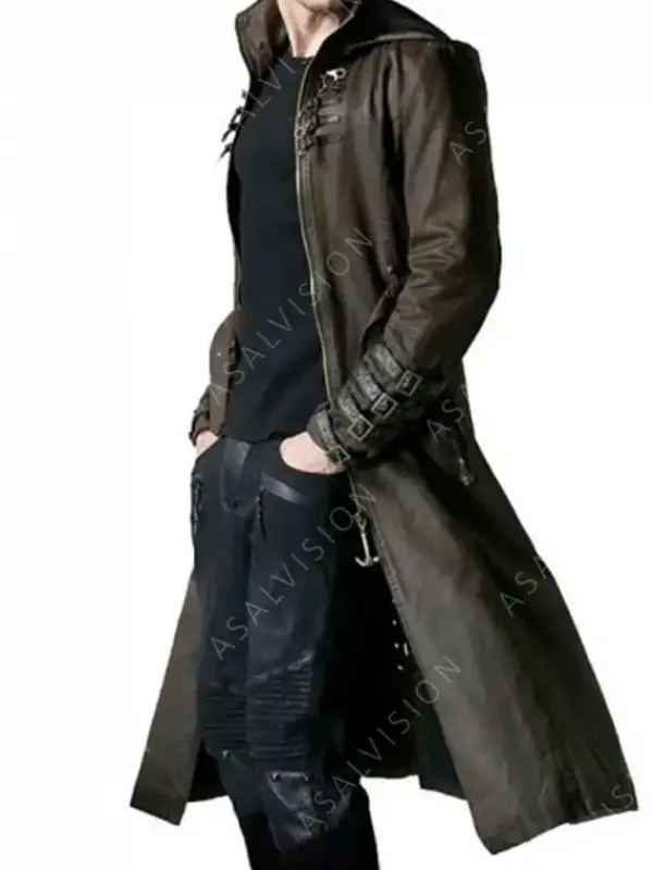 Asal Vision Men Coats | Steampunk and Post-Apocalyptic Wasteland Hooded Coat Brown