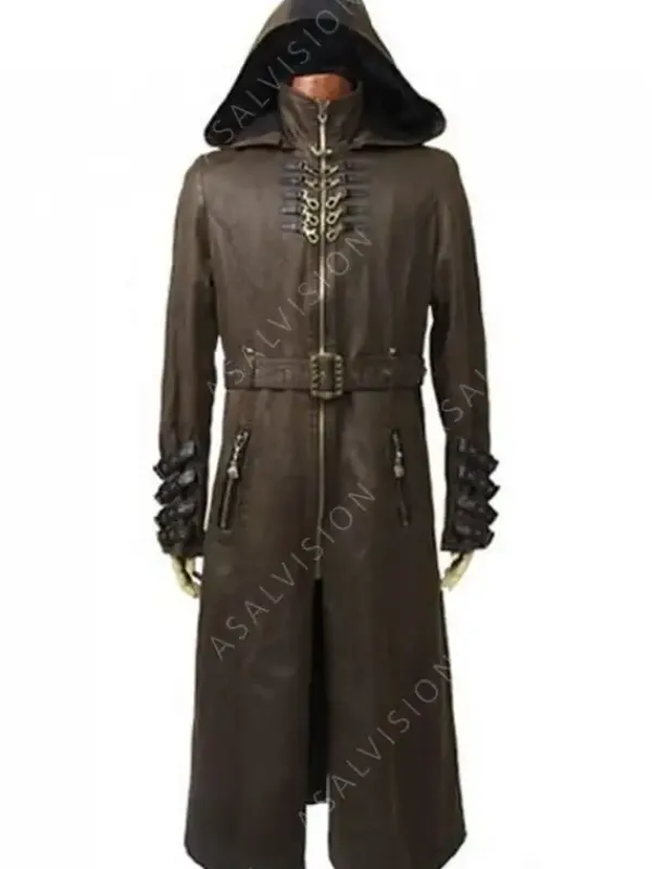 Asal Vision Men Coats | Steampunk and Post-Apocalyptic Wasteland Hooded Coat Brown