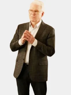 Asal Vision Blazers | Steve Martin Only Murders In the Building Plaid Blazer Grey With Black Plaid Checked Design