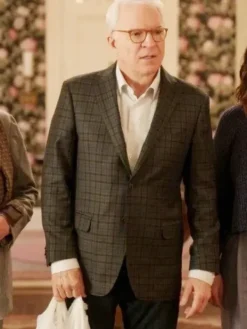 Asal Vision Blazers | Steve Martin Only Murders In the Building Plaid Blazer Grey With Black Plaid Checked Design