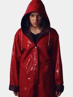 Asal Vision Women Coats | Stranger Things Eleven Coat With Hood Red
