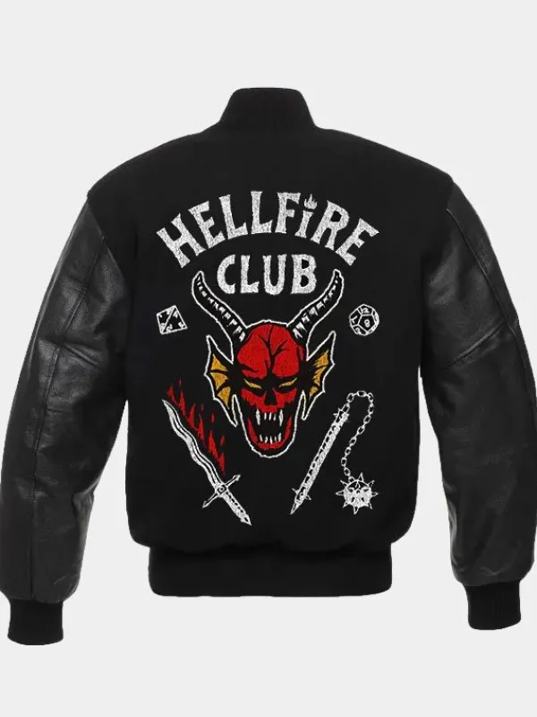 Asal Vision Cotton Jackets | Stranger Things Hellfire Club Varsity Jacket Black