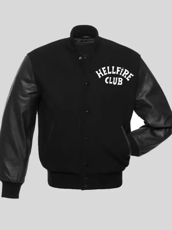 Asal Vision Cotton Jackets | Stranger Things Hellfire Club Varsity Jacket Black