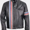 Asal Vision Black Jackets | Biker Jackets | Striped Biker Leather Jacket Black