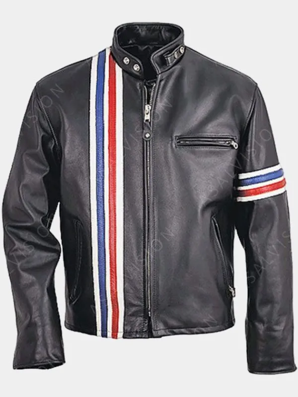 Asal Vision Black Jackets | Biker Jackets | Striped Biker Leather Jacket Black