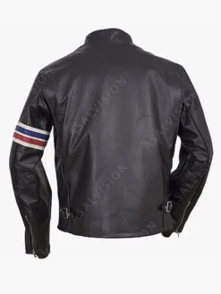 Asal Vision Black Jackets | Biker Jackets | Striped Biker Leather Jacket Black