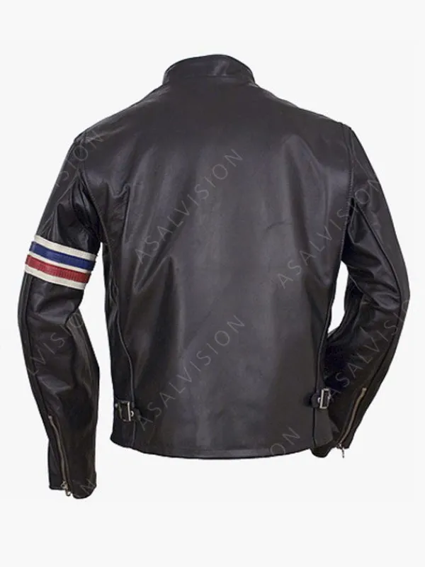 Asal Vision Black Jackets | Biker Jackets | Striped Biker Leather Jacket Black