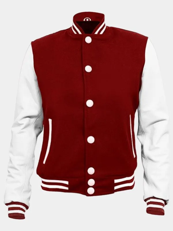 Asal Vision Varsity Jackets | Stylish Maroon Varsity Bomber Jacket For Men’s Maroon & White