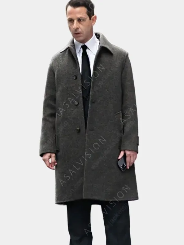 Asal Vision Men Coats | Succession Season 4 Kendall Roy Trench Coat Gray