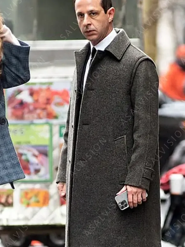 Asal Vision Men Coats | Succession Season 4 Kendall Roy Trench Coat Gray