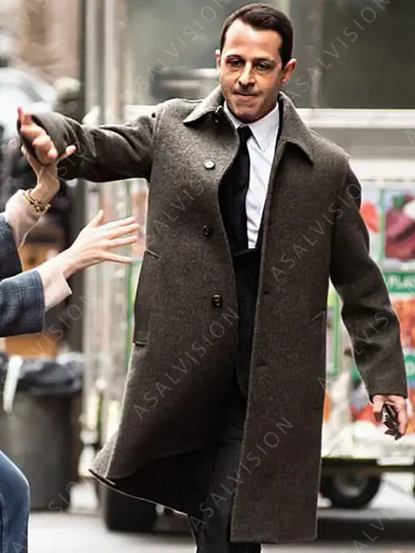 Asal Vision Men Coats | Succession Season 4 Kendall Roy Trench Coat Gray