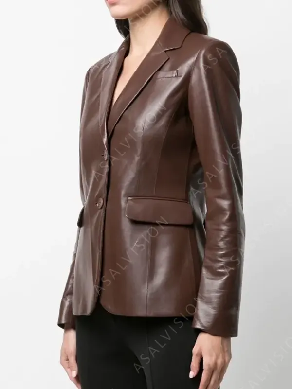 Asal Vision Blazers | Succession Season 4 Shiv Roy Leather Blazer Brown