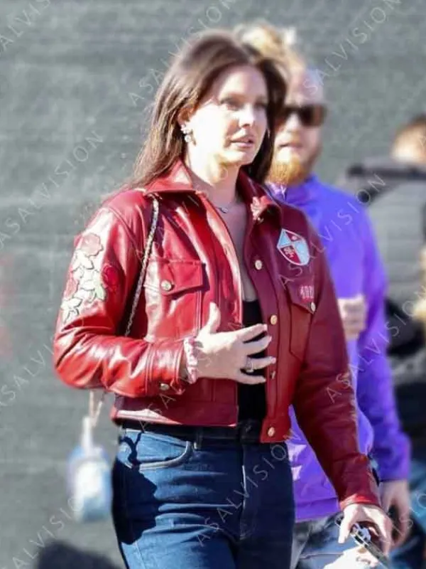 Asal Vision Leather Jackets | Super Bowl Lana Del Rey Leather Jacket Red