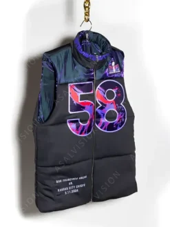 Asal Vision Vests | Vests | Super Bowl LVIII Kristin Juszczyk Puffer Vest Black and Silver