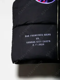 Asal Vision Vests | Vests | Super Bowl LVIII Kristin Juszczyk Puffer Vest Black and Silver