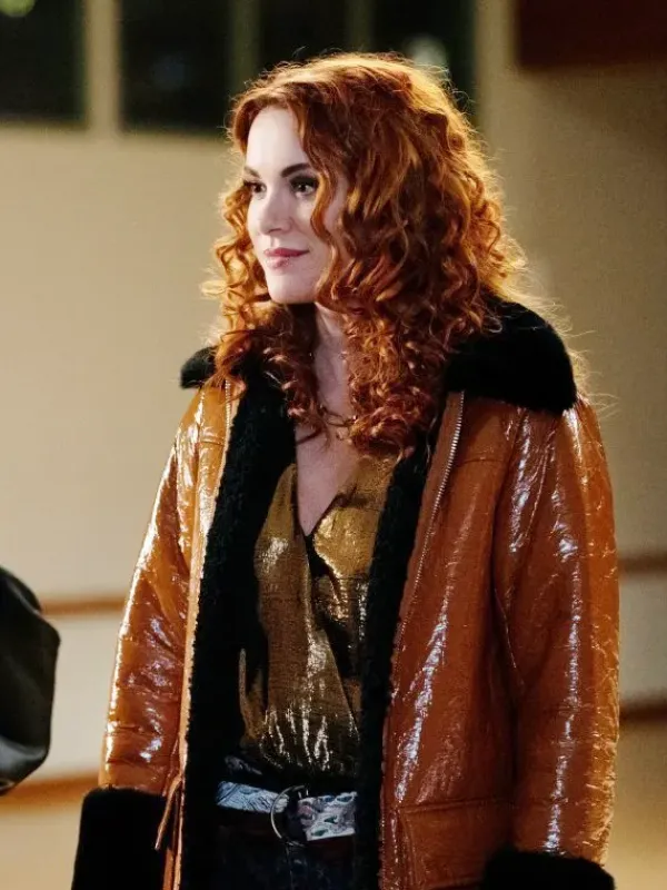 Asal Vision Women Coats | Supernatural Season 15 Anael Shearling Leather Coat Brown