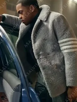 Asal Vision Men Coats | Tariq St. Patrick Power Book II Ghost Season 3 Shearling Coat Grey