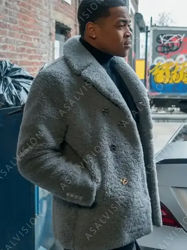 Asal Vision Men Coats | Tariq St. Patrick Power Book II Ghost Season 3 Shearling Coat Grey