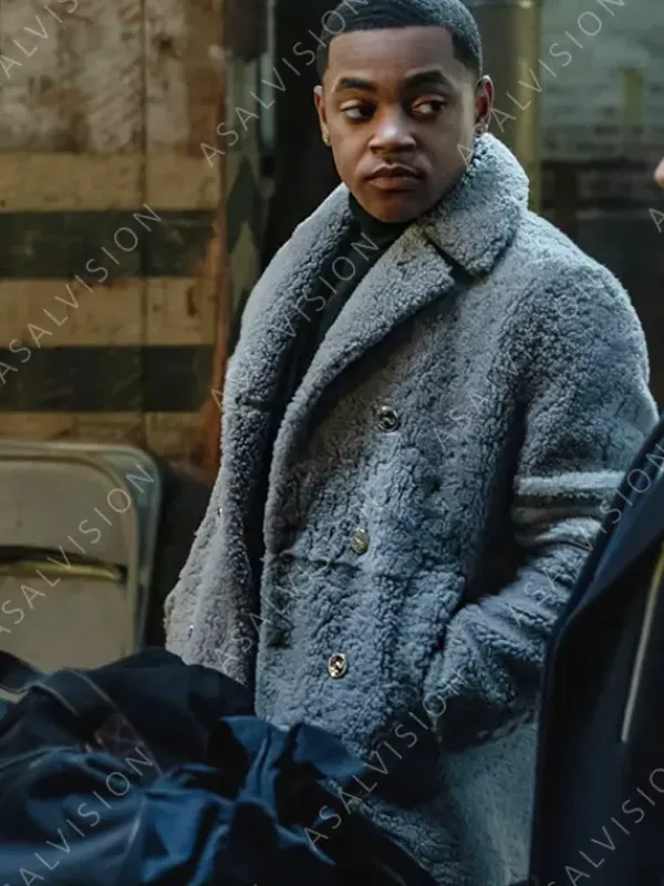Asal Vision Men Coats | Tariq St. Patrick Power Book II Ghost Season 3 Shearling Coat Grey
