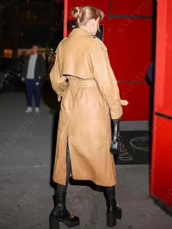 Asal Vision Women Coats | Taylor Swift Leather Trench Coat Tan