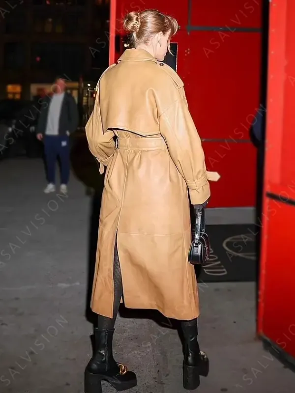 Asal Vision Women Coats | Taylor Swift Leather Trench Coat Tan