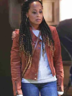 Asal Vision Leather Jackets | The Company You Keep 2023 Essence Atkins Suede Jacket
