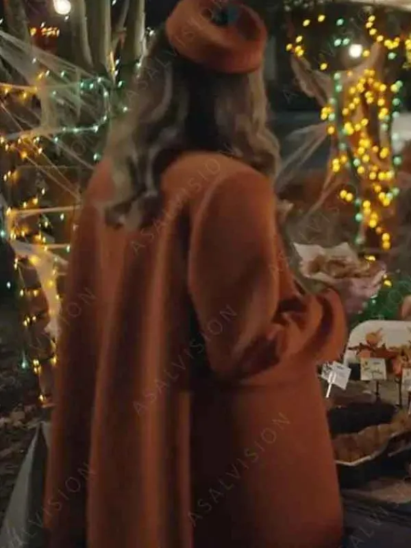 Asal Vision Women Coats | The Curse of Bridge Hollow Nia Vardalos Halloween Pumpkin Coat Orange