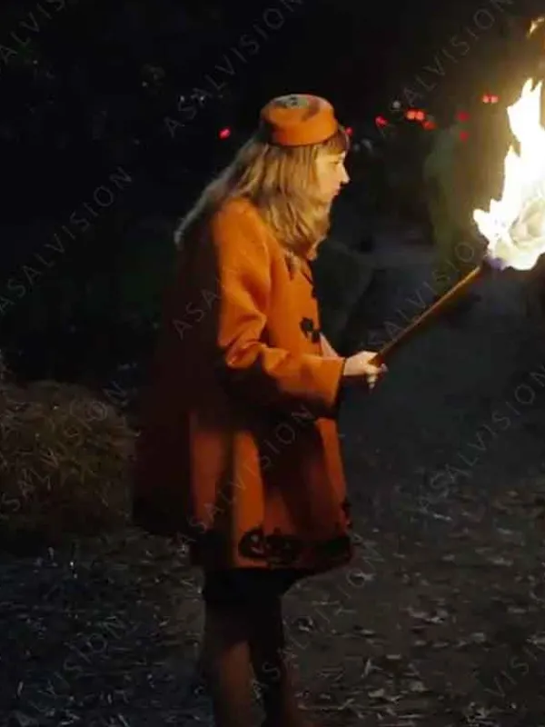 Asal Vision Women Coats | The Curse of Bridge Hollow Nia Vardalos Halloween Pumpkin Coat Orange